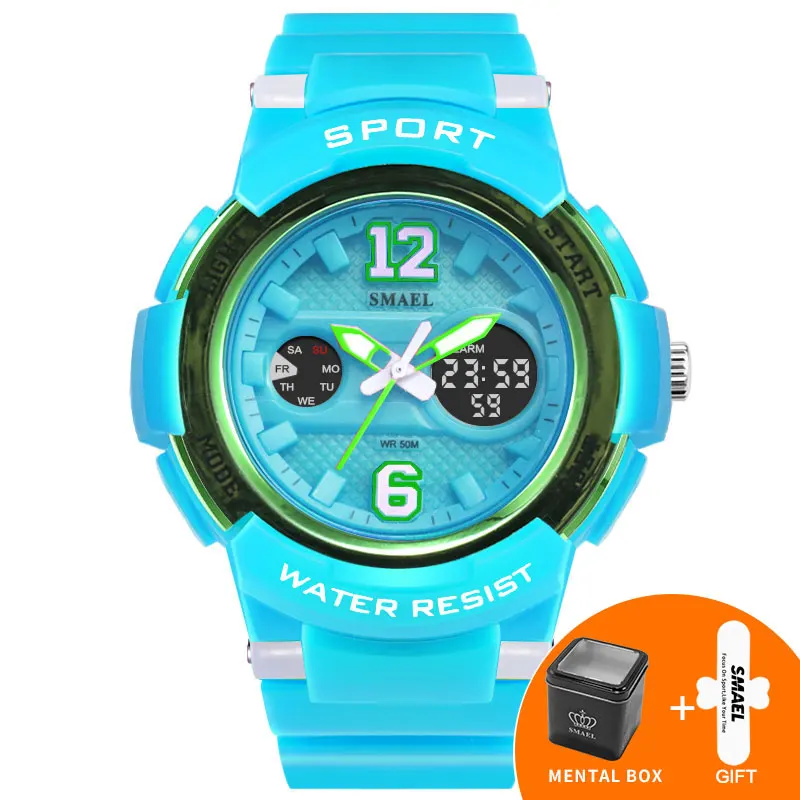 Light Blue with Box Женские часы, светодиодный, водонепроницаемые, розовое золото, белые, женские часы, Топ бренд, кварцевые часы, браслет, 1632, Relogio Feminino, женские часы - Цвет: Light Blue with Box