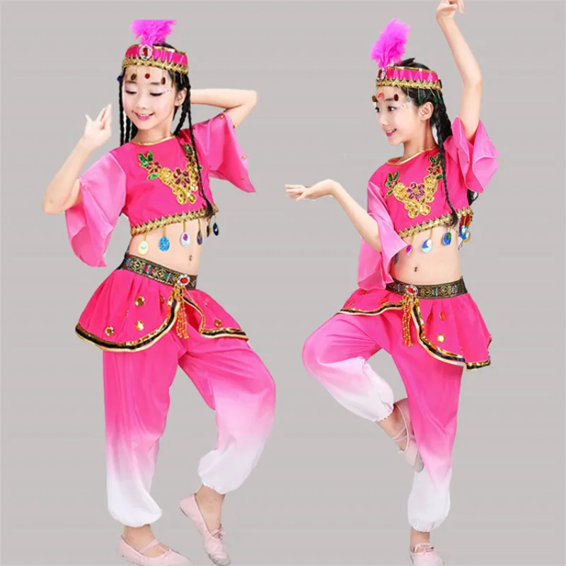 Новый стиль Детский комплект одежды Сценический костюм Синьцзян Детская Одежда