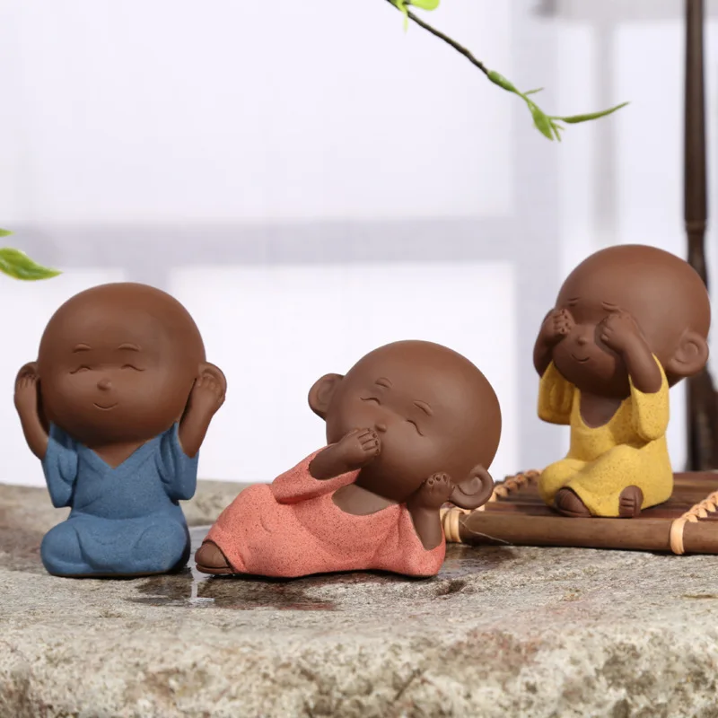 Чайный поднос из фиолетовой глины в стиле Дзен домашние животные маленькие монки