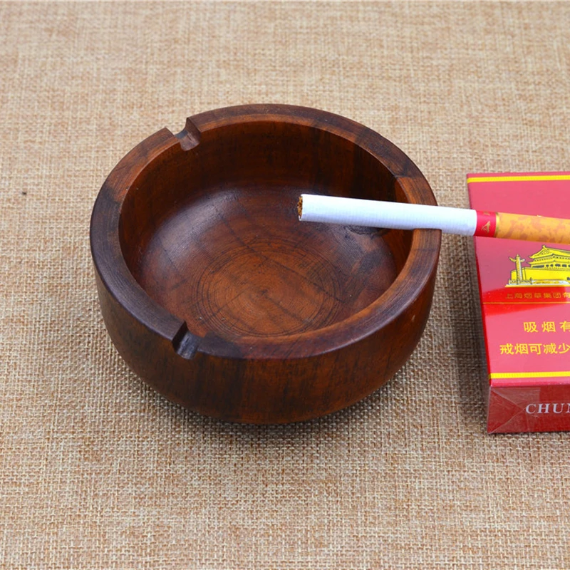 Круглая пепельница из натурального дерева ручной работы сигареты сигары табак