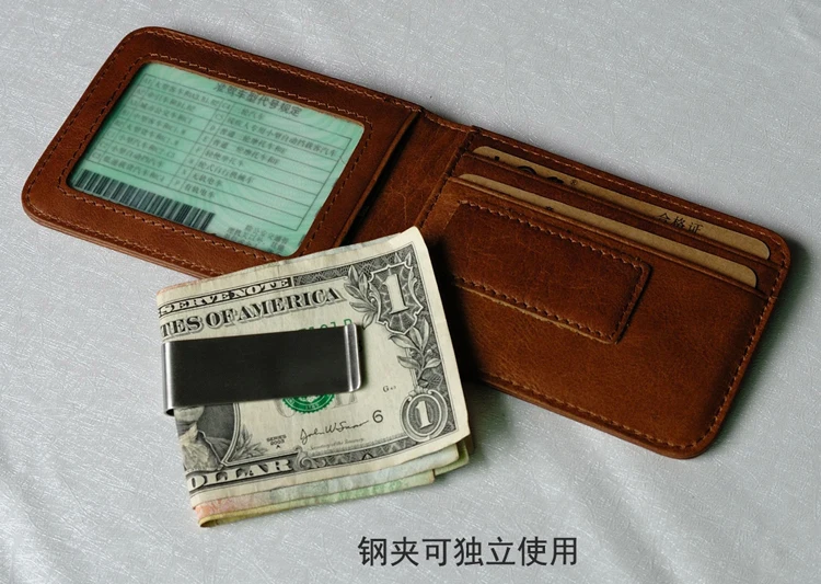 Модная распродажа мини кошелек из натуральной кожи с зажимом для денег для женщин с отделениями для кредитных карт тонкий мужской кошелек с металлическим зажимом