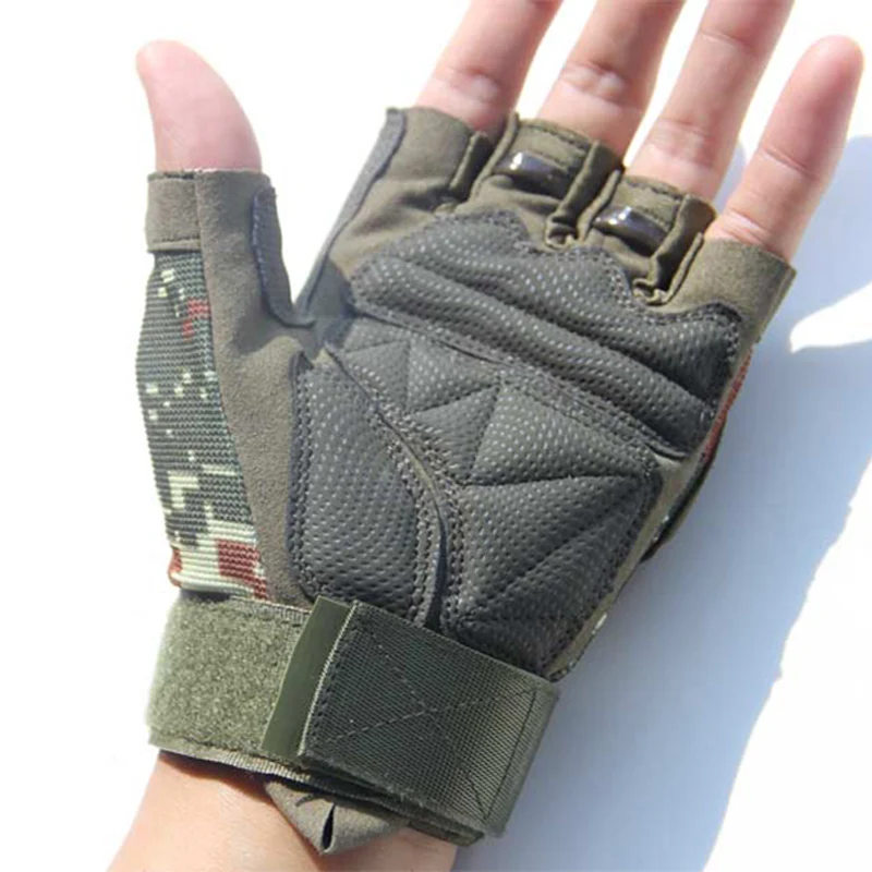 

Fingerless Gloves Military Tactical Cycling Motorbike Motocross Rubber Hard Knuckle Half Finger Protective Gear Men