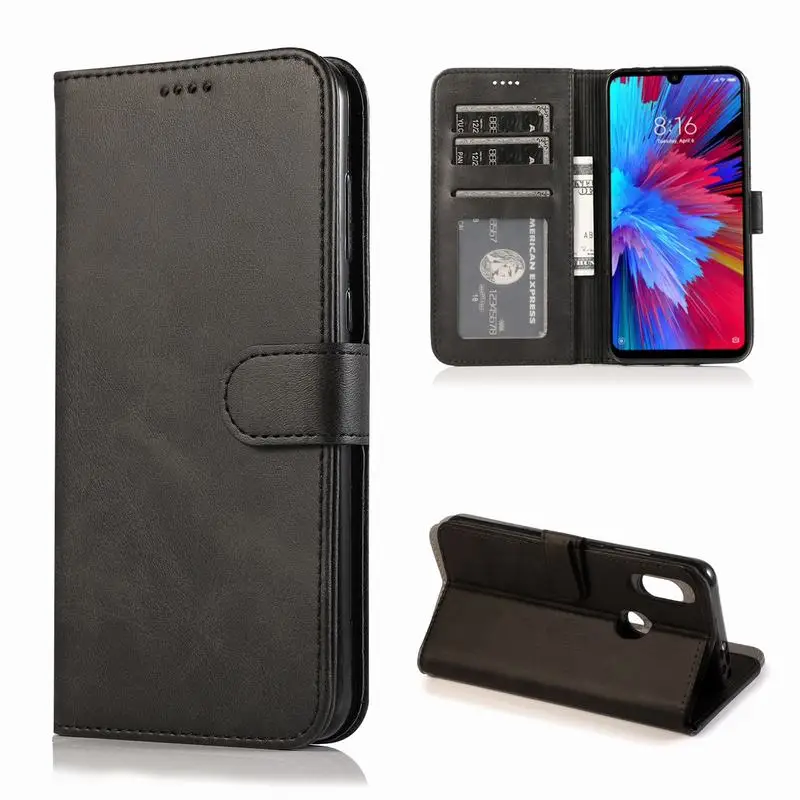 Black Case Чехол-кошелек для Xiao mi Red mi Note 7 5 6 Pro, чехол Xiaomi mi 9 SE 8 S2 A2 Lite Pocophone Poco F1 Y3 6X, чехол для мобильного телефона - Цвет: Black Case