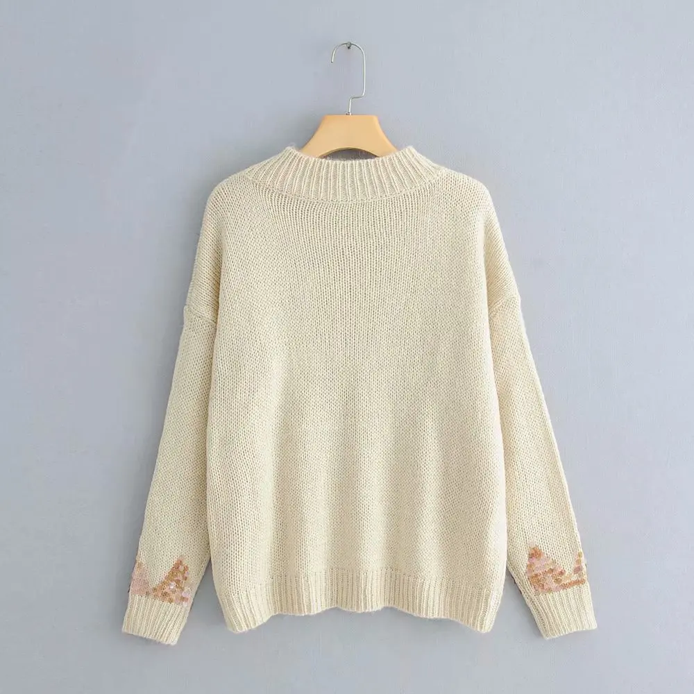 Wednesday 9-70-9953 European and American fashionable loose sequined knitted sweaters | Женская одежда