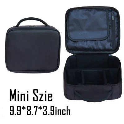 Mini black Косметичка, органайзер, профессиональный макияж, коробка для художника, большая сумка с узором для ногтей, полупостоянная коробка для инструментов, косметический Чехол, сумки - Цвет: Mini black