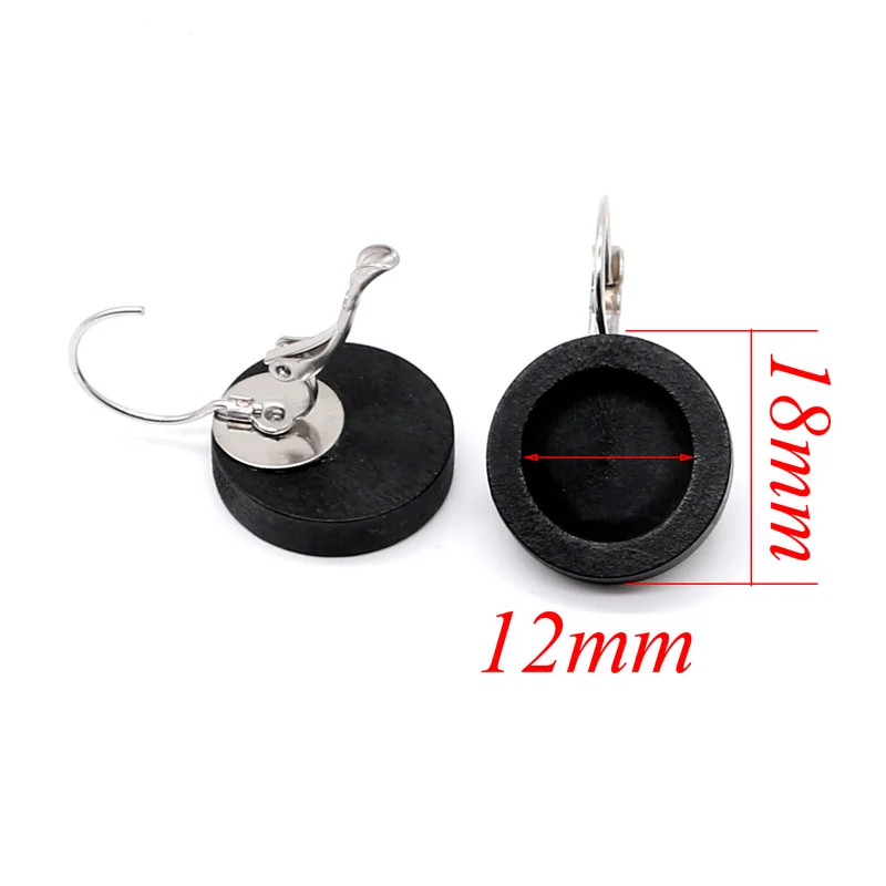 Aiovlo 10pcs/lot Stainless Steel French Lever Back Wood Earrings Blank/Base fit 12MM Glass Cabochons buttonsearring Bezels | Украшения и