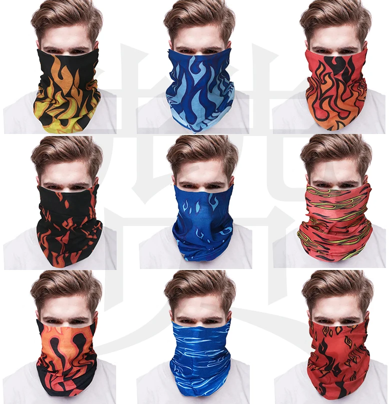 

Hot Fashion Fire Print Bicycle Motorcycle Bandana Scarf Headband Variety Turban Hood Magic Veil Head Scarf Multi Function Men