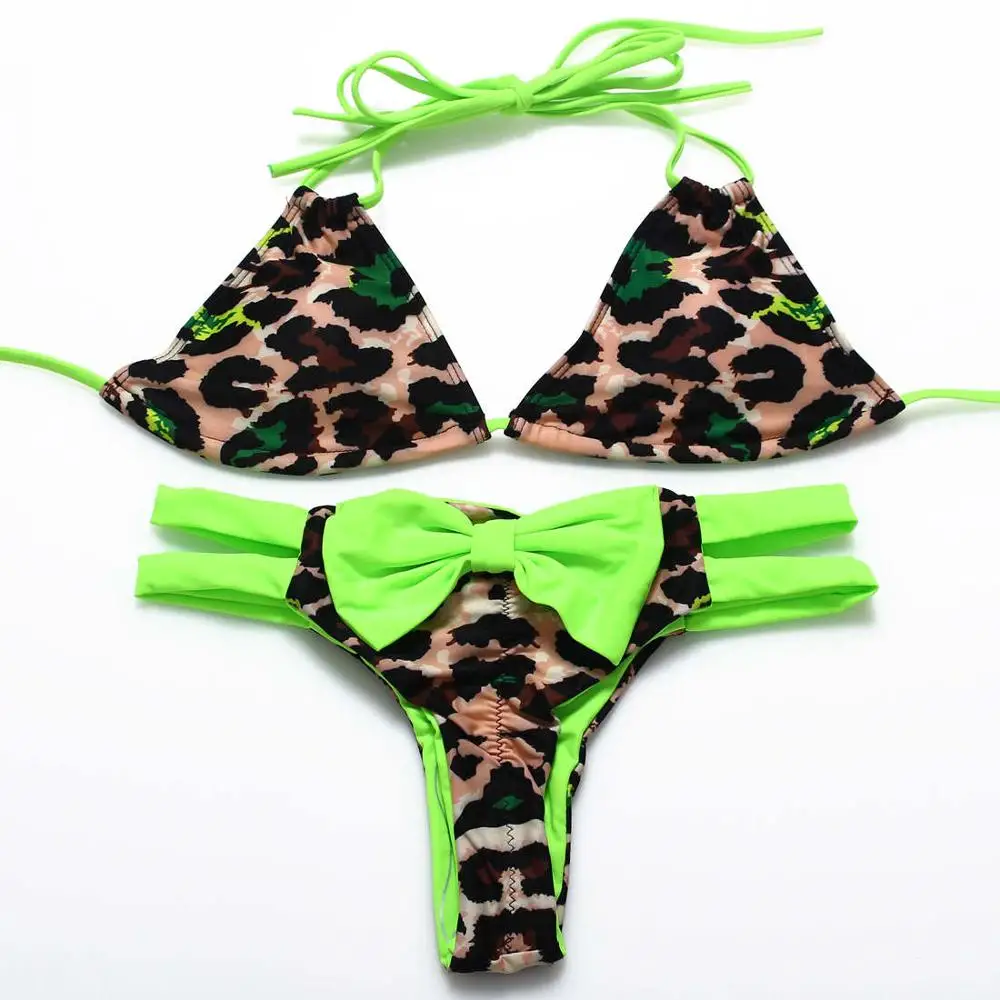 892 green leopard Купальники trangel, женский купальник, Леопардовый принт, купальник, бикини, пуш-ап, женский купальник, купальник для женщин, сексуальное бикини - Цвет: 892 green leopard
