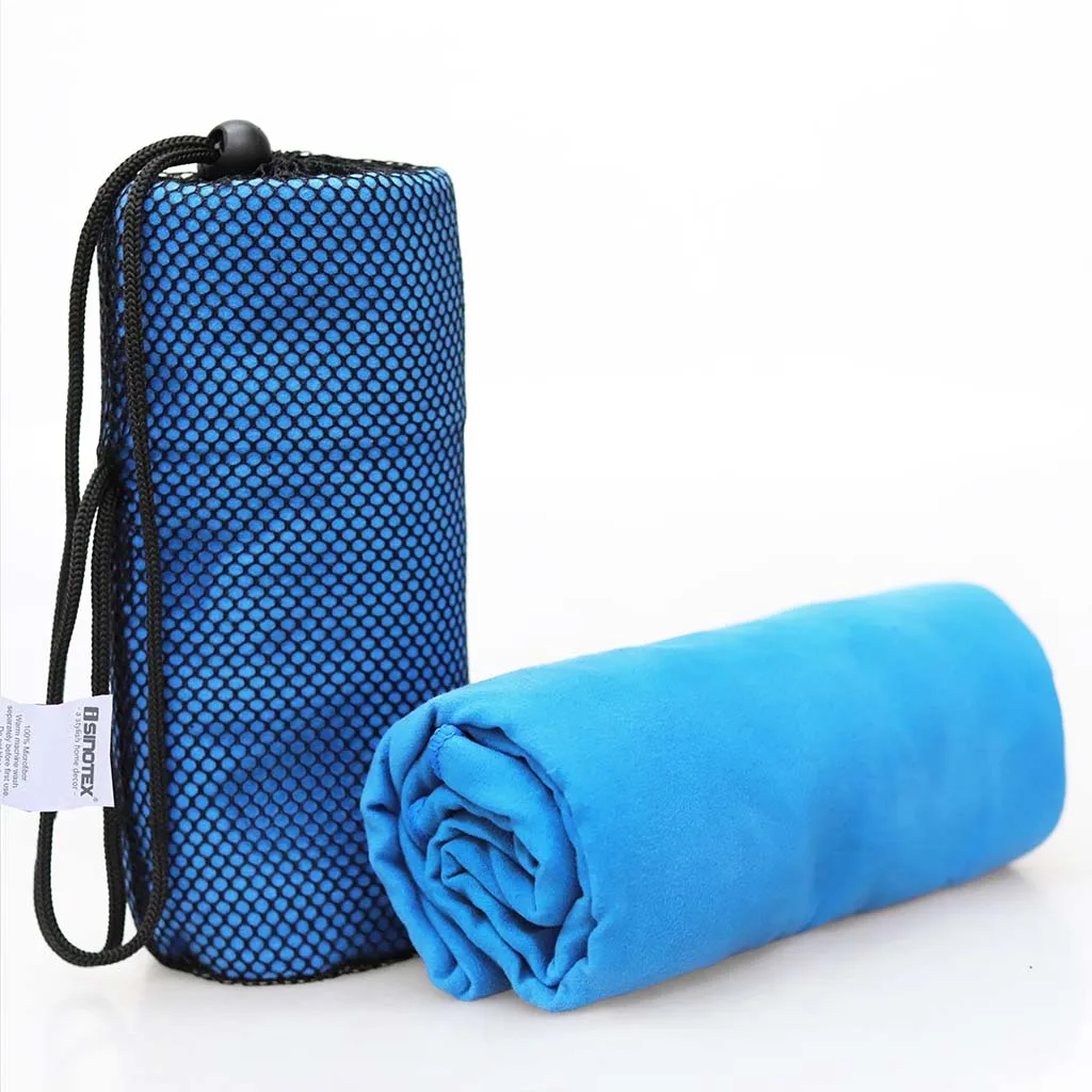 Blue Спортивное Полотенце с сумкой 70x130 см большого размера из микрофибры toalha de esportes полотенце для плавания и путешествий - Цвет: Blue