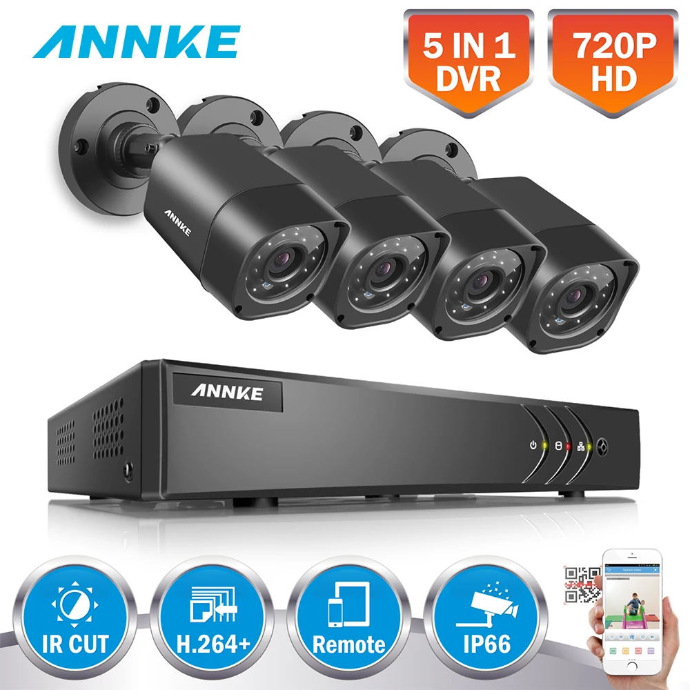 ANNKE 4CH P 5 IN1 безопасности DVR системы HDMI 1280*720 1500TVL 1MP TVI всепогодный Открытый Пуля CCTV