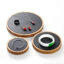 Hot sale Round Bamboo Three-piece Jewelry Display Stand Earrings Nexklaces Pendants Jewelry Props Simple Jewelry Packaging sales