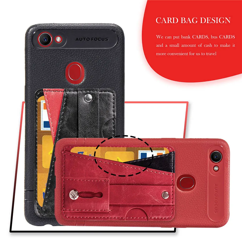 Кожаный чехол подставка для телефона FQYANG OPPO F7 A57 A39 F5 A73 A75 A75S мягкий с рисунком личи
