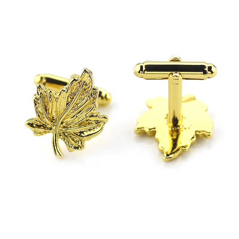 Оптовая продажа 20 шт./лот Золотая рубашка с Кленовым листом запонки высокое