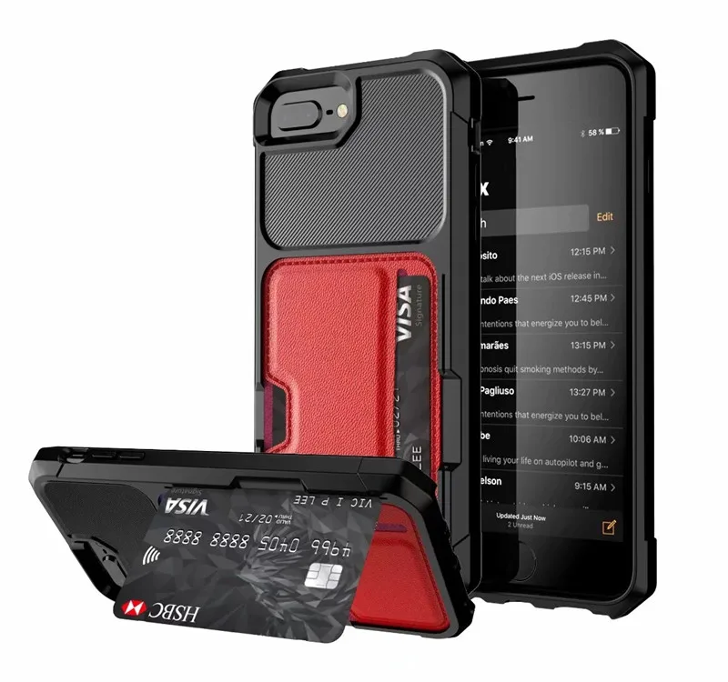 TPU Soft PC Hard Hybrid Phone case for iPhone X XR XS MAX Double Protection Card housing Case 6 6s 7 8 Plus cover |