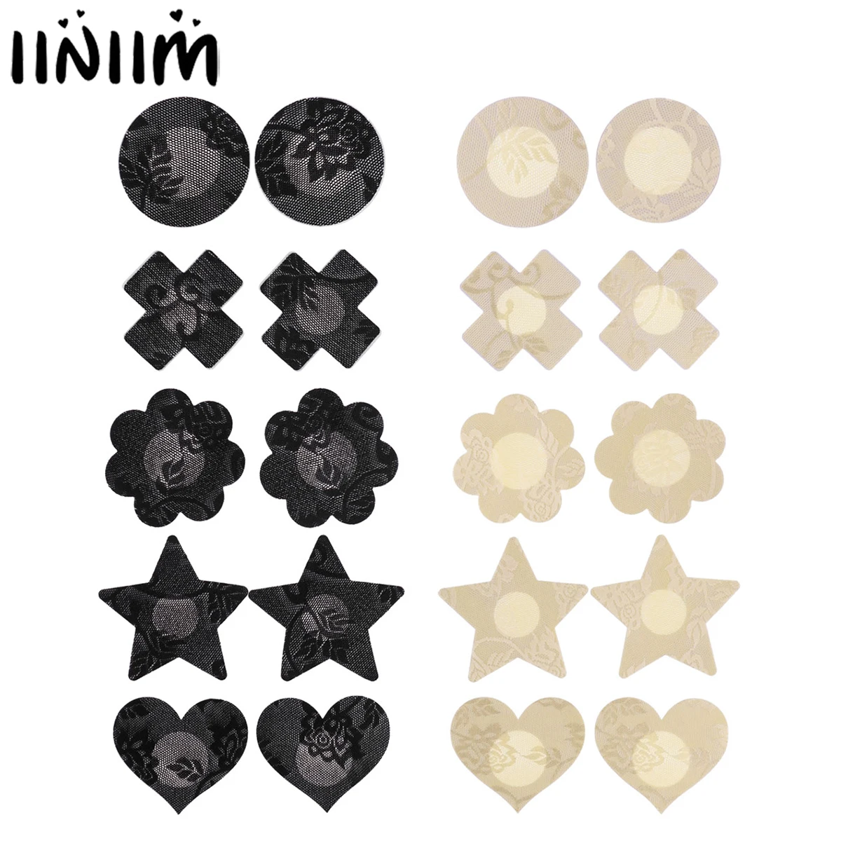 

US STOCK 10pcs Womens Lace Disposable Pasties Nipple Cover Self-Adhesive Breast Nipple Cover Stickers for wedding dress Intimate