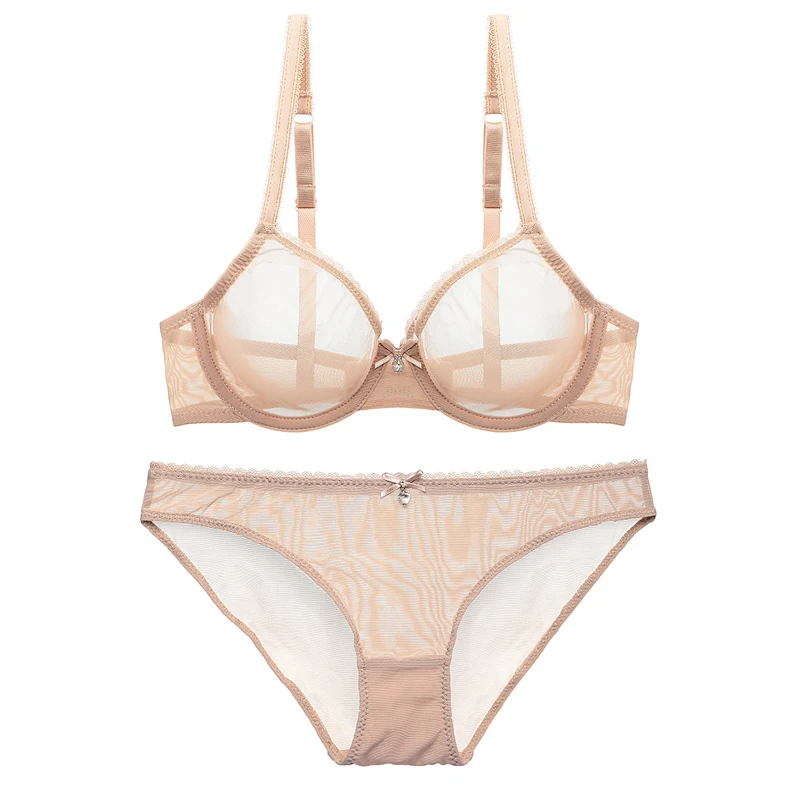 Комплект нижнего белья размера плюс с чашечкой D соблазнительный прозрачный