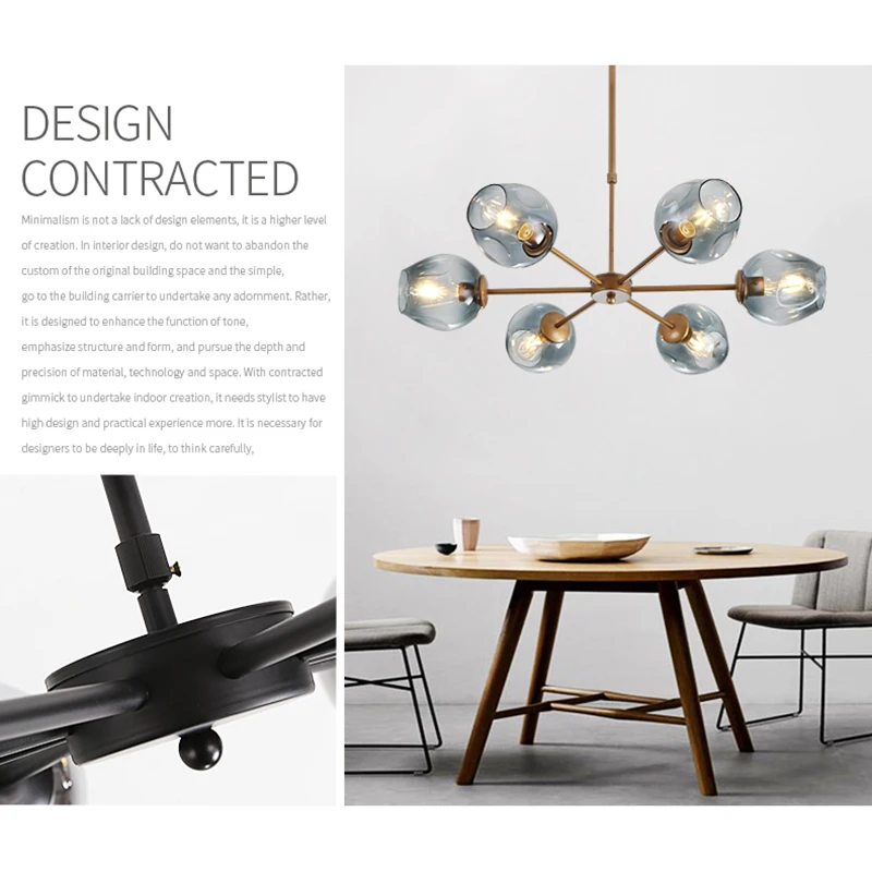 Лофт современный золотой блеск люстры Ретро Регулируемая лампа Эдисона E27