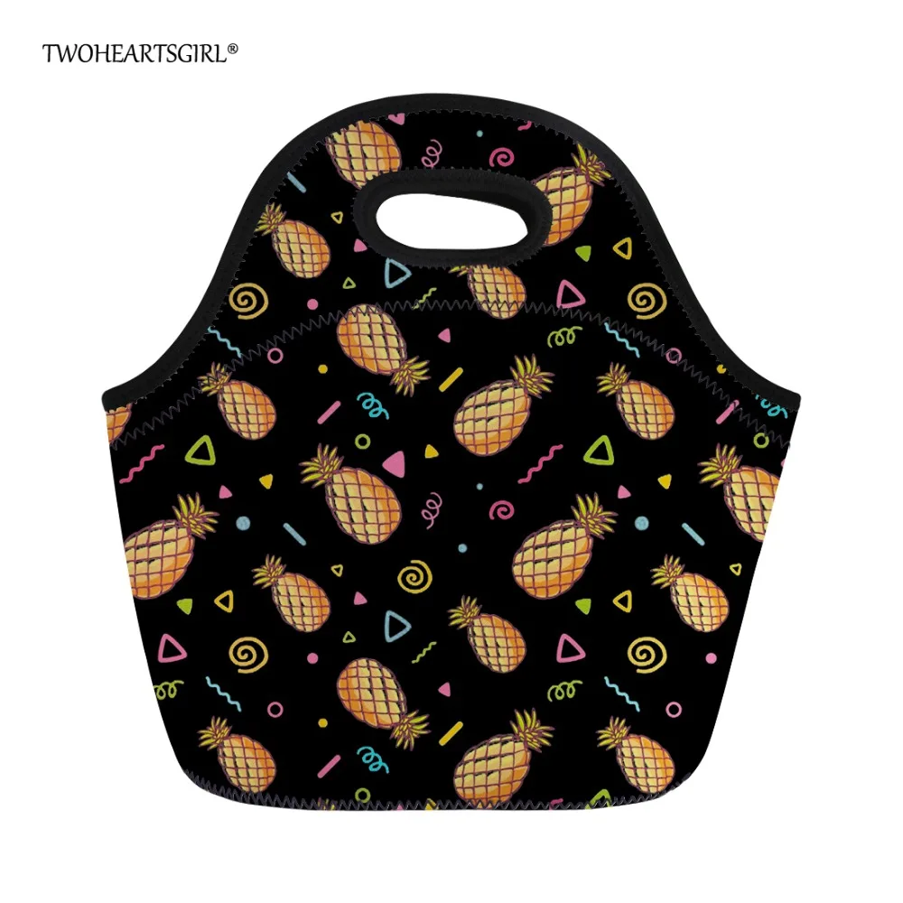 

Twoheartsgirl Pineapple Print Lunch Bag for Children Kids Thermal Small Little Girls Neoprene Lunch Tote Insulated Food Bags