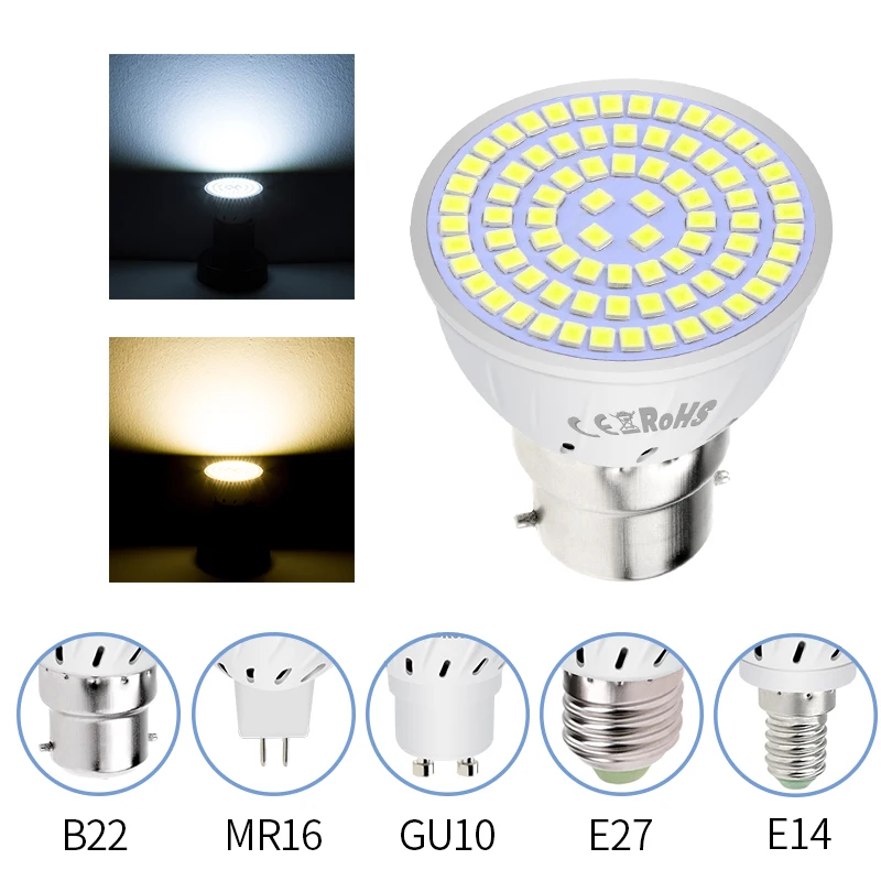 

GU10 Led 220V Lamp E14 Ampoule led bombillas E27 Lampada led Bulb 2835 Spotlight MR16 Spot Light 4W 6W 8W GU5.3 Corn Light 240V