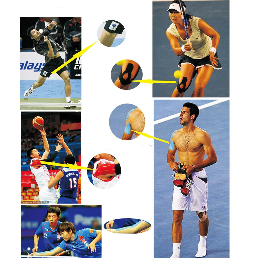 Мышечная кинезиотейпировка 5смх5м DL Бренд (10 рулонов / лот) Горячая распродажа бесплатная доставка + Руководство по использованию + Производитель чистой кинезиологической ленты.