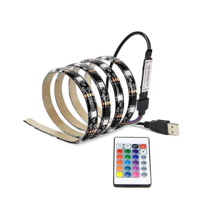 Светодиодная лента RGB с дистанционным управлением DC 5 В 1 м 2 3 4 5050 SMD USB кабель