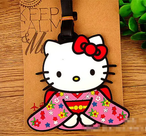 Новый милый Hello kitty тег силиконовый идентификатор метки держатель Чехол yey C61WB|case