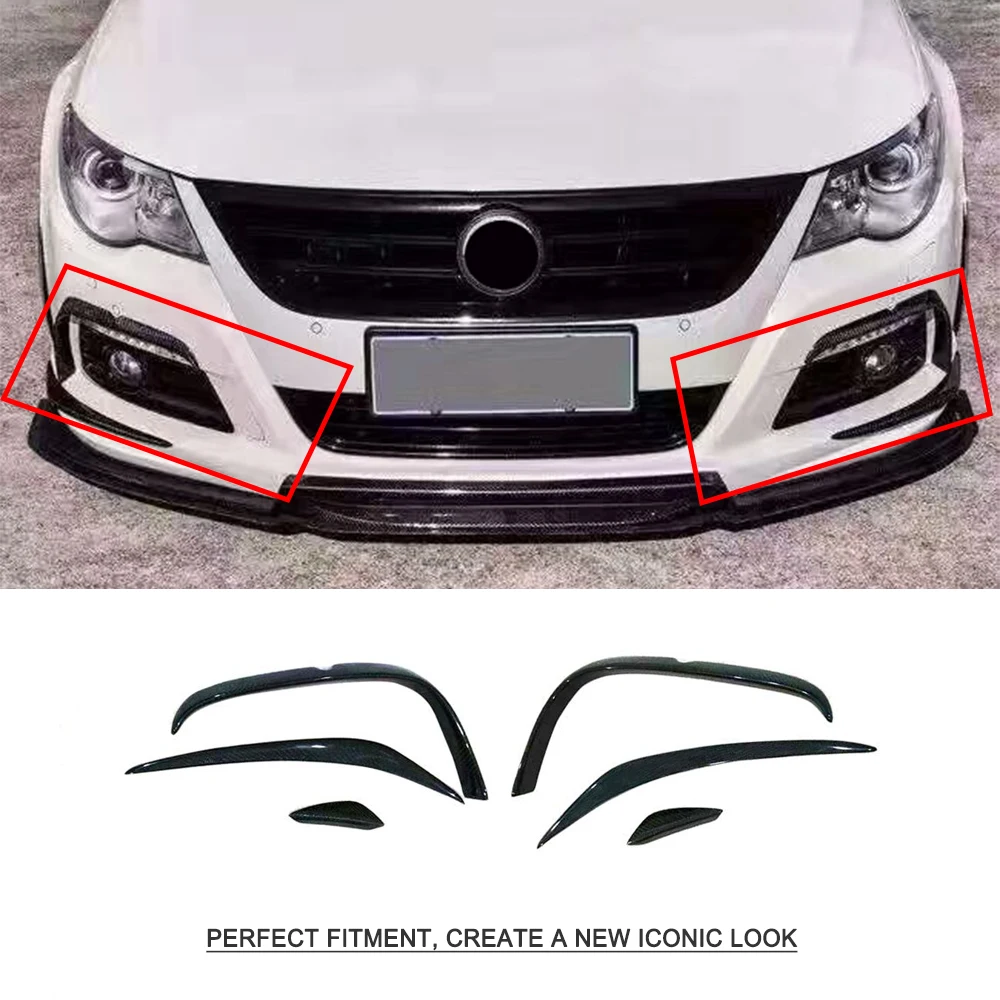 Front Bumper Splitter Fins Fog Lamp Trims For Volkswagen VW CC R-Line Carbon Fiber Lip Car Accessories 2009 - 2012 | Автомобили и