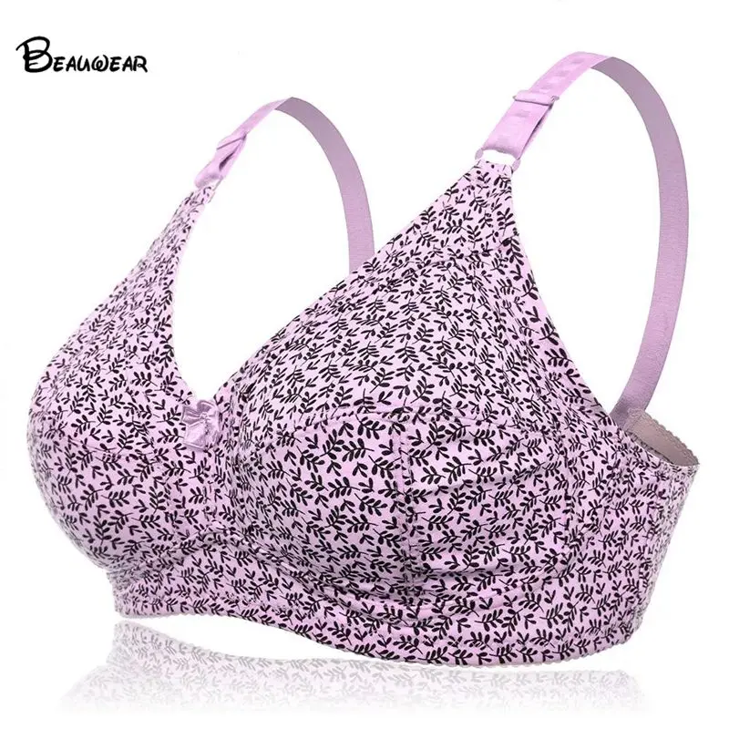 Beauwear большой плюс размер хлопковый бюстгальтер женский цветочный кружевной