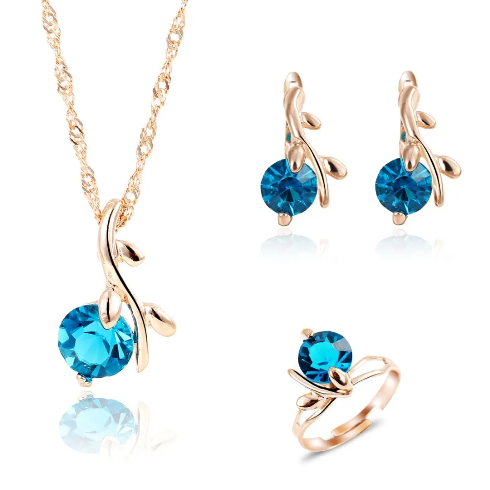 Комплект из колье серёг и кольца с кристаллами|wedding jewelry sets|fashion setjewelry sets |