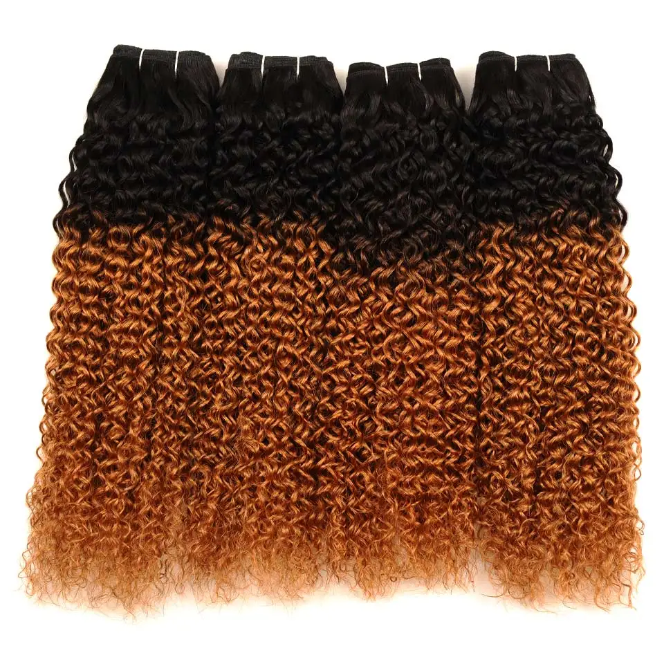 Pinshair Ombre Jerry кудрявые человеческие волосы 4 пучка предложения 1B 30 Омбре коричневые цветные индийские волосы переплетения не Реми не линяет - Цвет волос: T1B/30