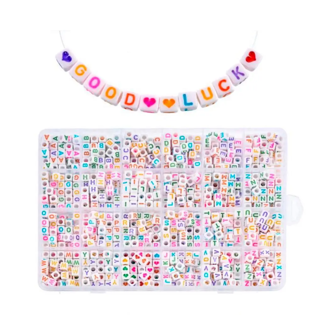 1200PCS DIY Letter Beads Round Beads A-Z Heart Alphabet Letter Beads for Bracelets Making Necklaces Key Chains Kids Jewelry#4W