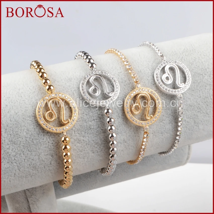 Borosa Новый CZ проложить камень Циркон Кристалл Spacer Leo разъем Drusy Браслеты с
