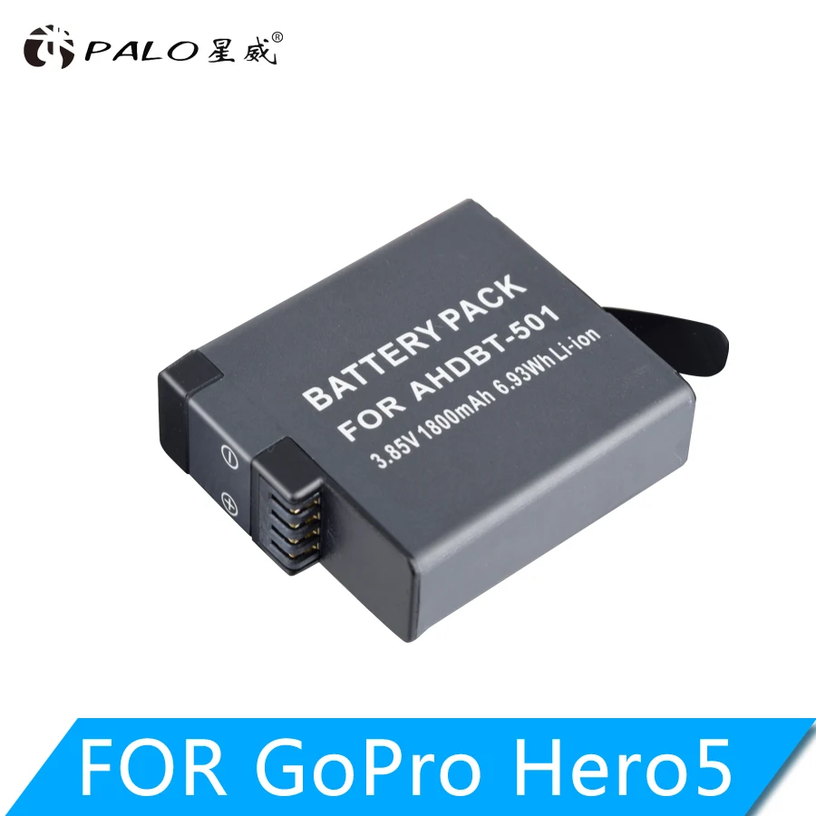 PALO 1 шт. Gopro Hero 5 1800 мАч AHDBT 501 AHDBT501 камера перезаряжаемая батарея для Hero5 Go pro|battery for