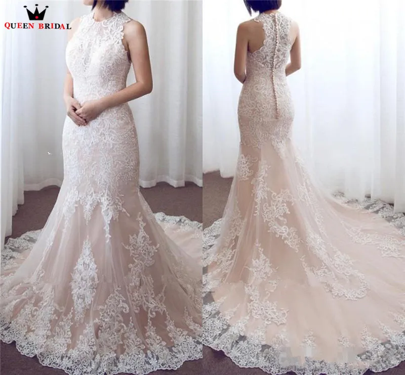 

Custom Size Mermaid Tulle Lace Champagne Elegant Long Formal Sexy Wedding Dresses Wedding Gown YB137