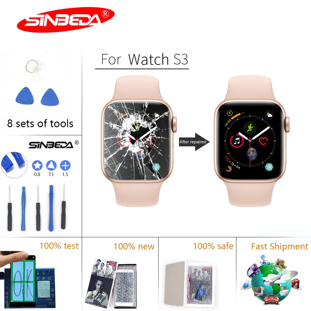 Абсолютно ЖК-дисплей для Apple Watch Series 3, сенсорный ЖК-экран, дигитайзер, замена 38 мм, 42 мм, gps для Apple Watch 3, дисплей