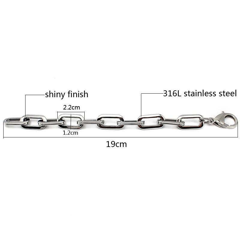 Bracelets Silver Color Wide Bracelets European Simple Style Boy/Girl Chain Bracelet 19CM Length Bangle Jewelry