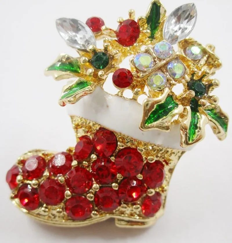 Потрясающие носки с цветами красные броши кристаллами на булавке для рождества