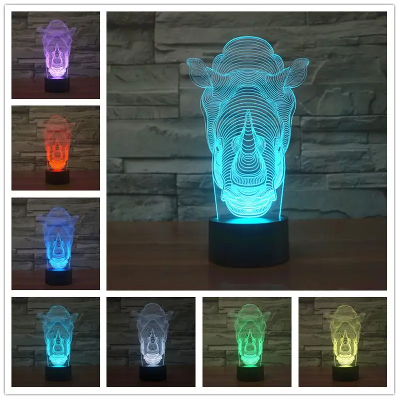 Usb 3d лампа Survetement Horse светодиодный 3d-ночник power Bank Usb светодиодный сенсорный выключатель 7 цветов Изменение Настольная лампа - Цвет абажура: R