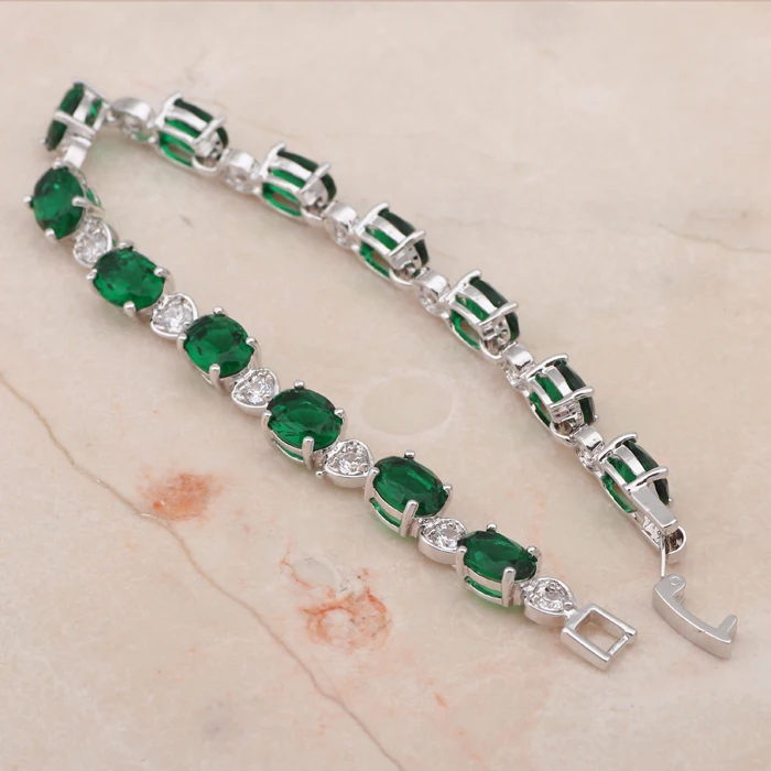 Браслет roilason с серебристым дизайном AAA зеленый циркониевый без никеля модные