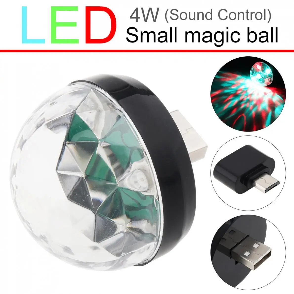Мини USB led Sound Active вечерние светильник s Портативный хрустальный шар для дома