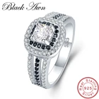 Женское Обручальное кольцо BLACK AWN, обручальное кольцо из стерлингового серебра 925 пробы с черным и белым камнем, модель C407