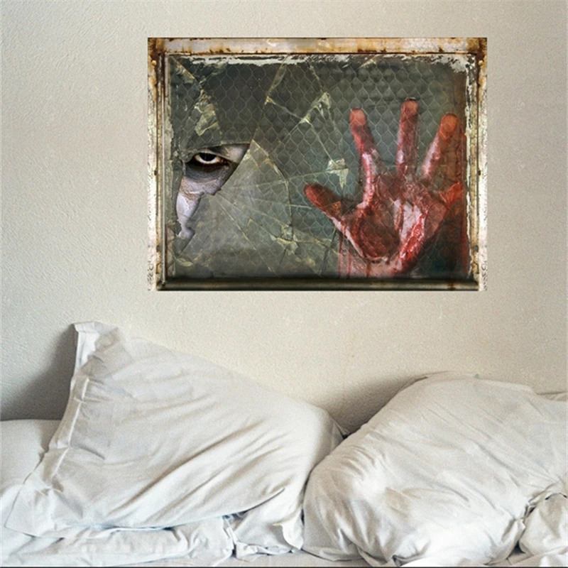 &amp Хэллоуин 3D стереоскопический женский призрак и рука ПВХ наклейки на стену