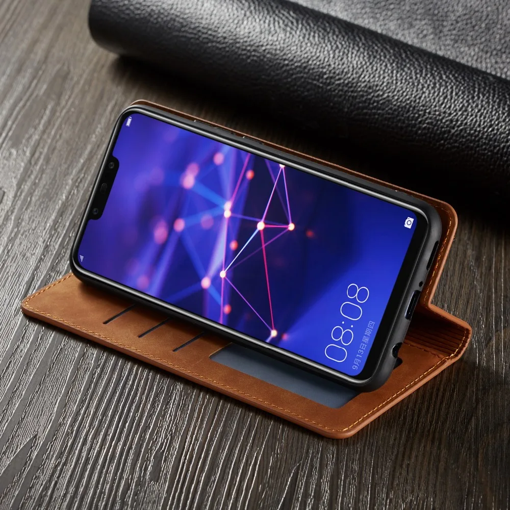 Кожаный чехол кошелек для Huawei P20 Mate 20 Lite Pro держатель карт флип кейс силиконовый