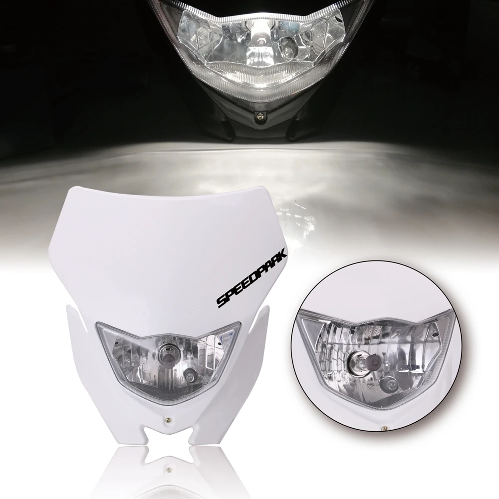 WHITE Мотоцикл Внедорожный H4 Фары для Yamaha Honda WR 450 250 YZ TTR эндуро супермото Байк фары для мотокросса обтекатель - Цвет: WHITE