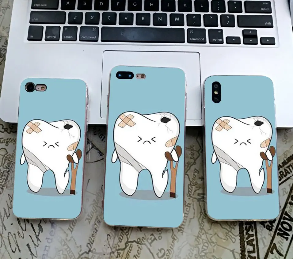 Чехол для определения зубов, зубных зубов для iPhone X, 5 S, 5S, XR, XS, Max, SE, 6, 6 S, 7, 8 Plus, мягкий силиконовый чехол для телефона