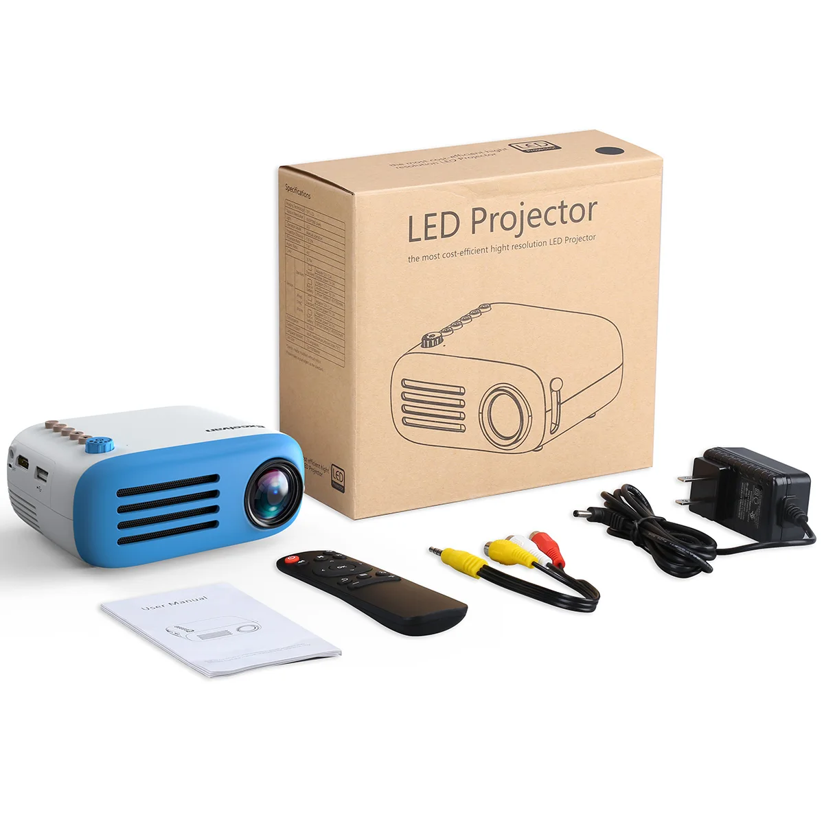Blue EU PLUG Excelvan YG200 Мини светодиодный карманный проектор YG300 YG310 обновленный домашний мультимедийный проектор детский подарок USB HDMI видео портативный проектор с европейской вилкой - Цвет: Blue EU PLUG