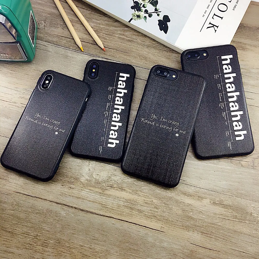 Рельефный Hahaha забавные слова из букв задняя крышка для Apple iPhone XS Max шнур веревка