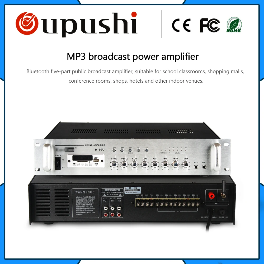 Лучшие продажи 5 зон усилитель oupushi bluetooth amp 60 ВАТТ fm радио|bluetooth amp|best amplifieramp |