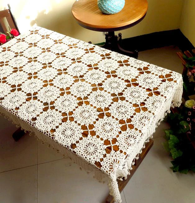 Рождество ручной работы вязанный цветочный прямоугольные скатерти с шипами