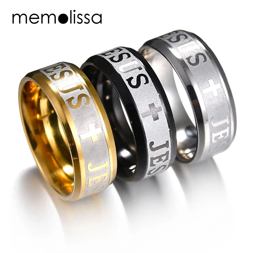 MeMolissa 8 мм с Иисусом из нержавеющей стали молящийся на кресте кольцо цитатами